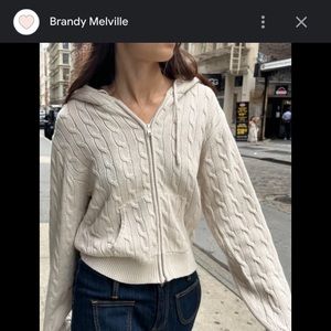 Brandy Melville Ayla Cream Cable Knit Zip Up